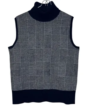 Pendleton Women's Sweater Vest Merino Wool Turtleneck‎ Houndstooth Plaid Medium thumbnail 1