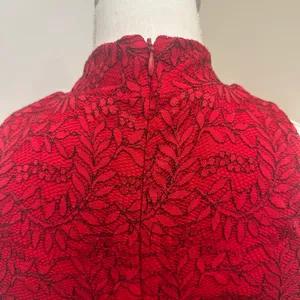 Dress the Population Nora Lace Halter Midi‎ Dress Red Black NWT Large Cocktail thumbnail 10