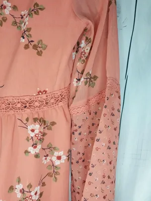 Abercrombie & Fitch Coral Floral Mixed Print Boho Festival Mini Babydoll Dress thumbnail 8