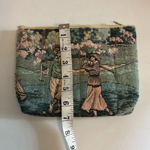 Vintage Embroidered Tapestry Clutch Golf Design With Man And Woman Awesome Bag thumbnail 7