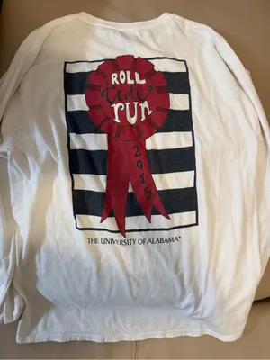 Hanes White Alabama Long-Sleeve "Roll Tide Run" Red Ribbon Tee thumbnail 1