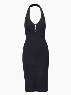 NWT Wilfred Aritizia Temperature Halter Midi Dress in Black Size Small thumbnail 3