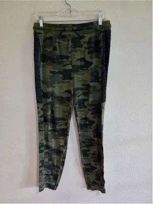 Runway Women’s Camo Contrast Ribbed Panel Joggers Drawstring Green 16 W-230 thumbnail 2
