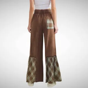Sage + Fig Wide-Leg Contrast Pants Chocolate Brown Size M thumbnail 3