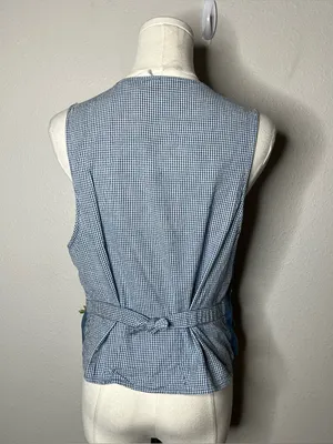 90s Vintage Garden Embroidered Denim Button Front Vest Artsy Boho Cottagecore thumbnail 2