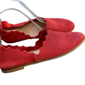 Seaside Red Suede Woman’s Scalloped Slip On Flat Shoes Size US … thumbnail 6