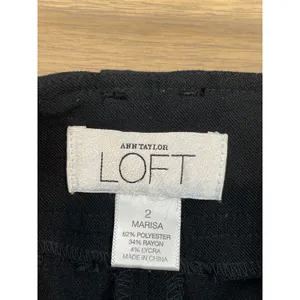 LOFT Marisa Black Wide Leg Capri Gaucho Pants Sequin Detail Size 2 thumbnail 2
