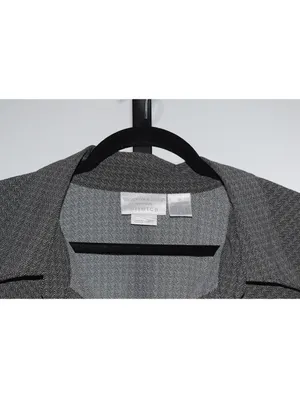 Worthington Stretch Herringbone Chevron Button Up Shirt Gray Black Plus Size 3X thumbnail 3