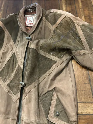 Vintage ADA 100% Leather Suede Patchwork Maxi Coat Avant Garde Brown Size S thumbnail 16