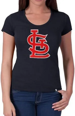 '47 Brand Women's Scoop Short Sleeve Scrum Tee Shirt - MLB Ladies T-Shirt Sz L p thumbnail 1