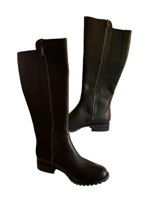 Timberland Boots Womens Size 11 Black Leather Knee High Riding Boot Side Zip thumbnail 1