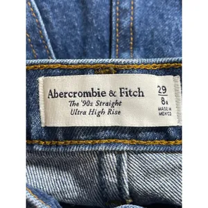 Abercrombie & Fitch 90's Straight Blue Ultra High Rise Denim Jeans Pants Size 8 thumbnail 4