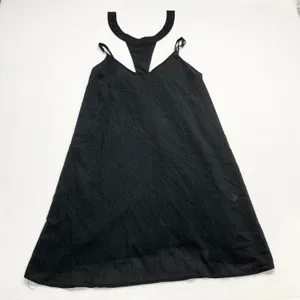 Entro‎ T-Back Mini Dress Womens Size L Black Boho Strappy Summer Crepe D7720 thumbnail 6