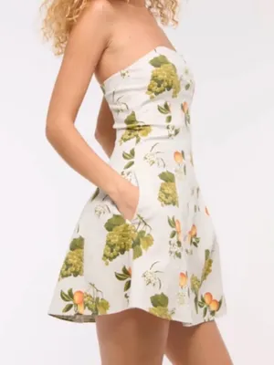 Abercrombie & Fitch Mila Strapless Mini Dress Cream Floral L thumbnail 2