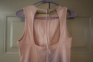 Shein sleeveless high neck low tie back mini short dress in light pink size small. thumbnail 6