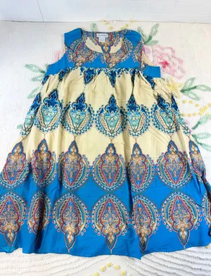 The Paragon Womens Blue Paisley Medallion Viscose Sleeveless Midi Dress Size M‎ thumbnail 1