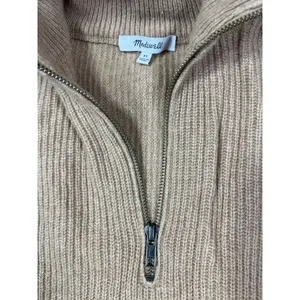Madewell Merino Wool Sweater Quarter Zip Tan Ribbed XS Cozy Comfortable thumbnail 2