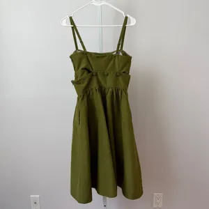 Maeve Cotton Silk Academia Quirky Lagenlook Babydoll Fit Flare Dress 2 Green thumbnail 8