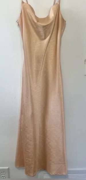 Anthropologie Champagne-Beige Satin Maxi Slip Dress thumbnail 1