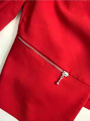 Express Red Open-Front Blazer with Silver Zippers thumbnail 6