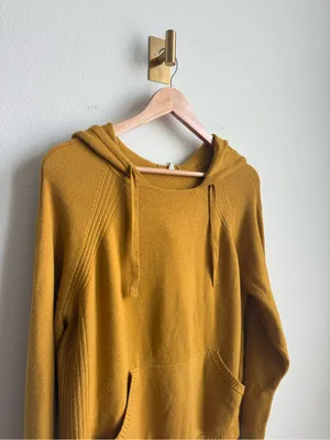Anthropologie Daily Practice Racing Hoodie Maize Yellow Knit Sweater M thumbnail 7