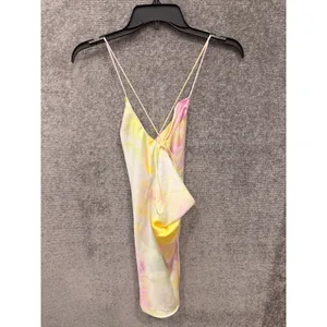 Zara Women Mini Dress Small Multicolor Tie Dye Satin Effect Cowl Neck Open Back thumbnail 8