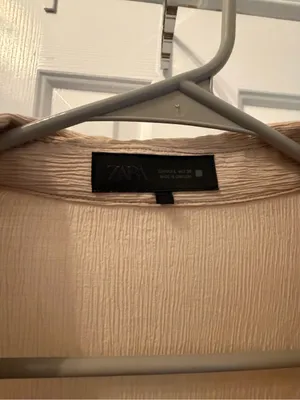 Zara Light Beige Button-Down Relaxed Blouse thumbnail 3