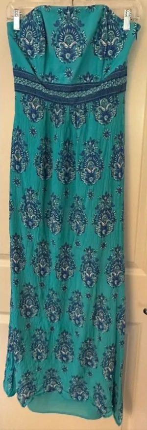 Vineyard Vines Teal Tube Top Maxi Dress Women's Sz 2 thumbnail 1