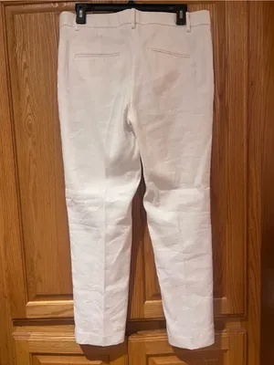 Ann Taylor Linen Blend‎ Eva Mid-Rise Slim Leg Tapered Ankle Pants White Size 6 thumbnail 5