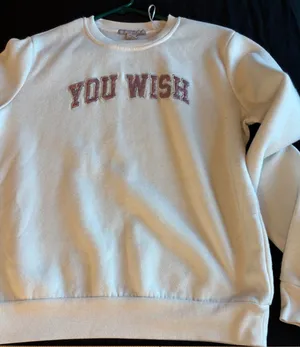 Balanced Motion You Wish Graphic Crewneck Sweatshirt White Metallic Purple Small thumbnail 1