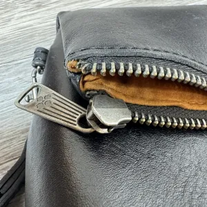 Patricia Nash Valerie Leather Foldover Wristlet Clutch Black Minimalist FLAW thumbnail 8