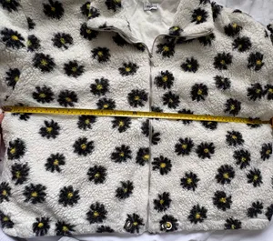 I Believe Women’s 2XL White/Black/Yellow Floral Sherpa Full Zip Jacket thumbnail 7