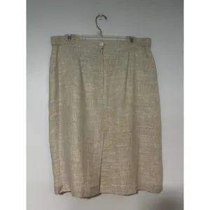 Executive Collection Womens Beige Linen Blend Plaid Skirt Suit Set Size 16 thumbnail 8
