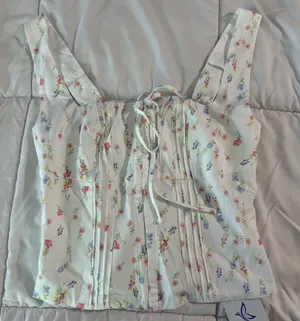Floral Corset Top Cute Tie Bustier Y2k thumbnail 1