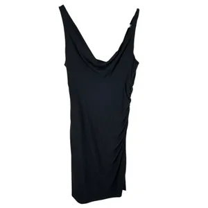 White House Black Market Black Draped Neckline Stretch Midi‎ Tank Dress Size 10 thumbnail 2