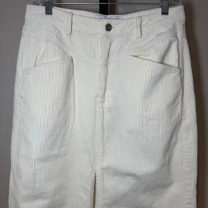 Petal & Pup Kellen Front Slit Corduroy Maxi Skirt‎ Cream Size Medium thumbnail 3