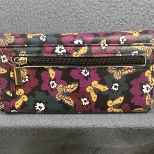 Time and Tru Checkbook Wallet Butterfly Floral Clutch Organizer Wallet NWT thumbnail 8