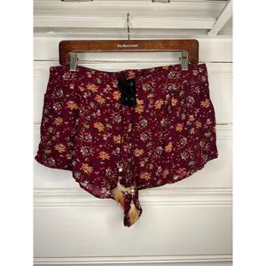 Boho Floral Print High Waist Shorts L Festival Western Hippie thumbnail 3