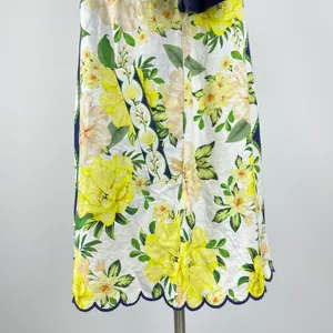 NWOT Farm Rio Linen Blend Blue Scalloped Floral Garden Mini Dress Size XXS/W38 thumbnail 8