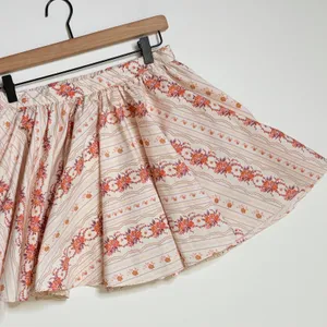 FREE PEOPLE Gaia Floral Printed Skirt Mini Ivory Combo Pockets Poplin Small‎ thumbnail 4