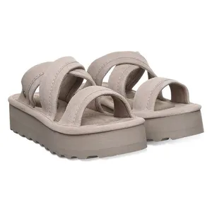 Bearpaw Altitude Platform Slide Sandals Taupe Suede Women’s Size 10 thumbnail 6