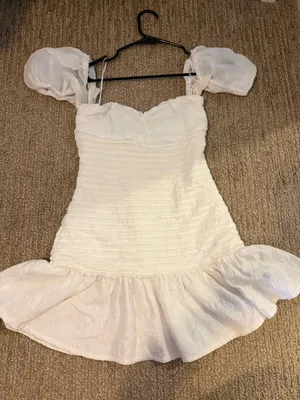 Hello Molly White Puff-Sleeve Sweetheart Mini Dress thumbnail 2