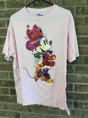 Disney Pink Minnie Mouse Graphic Tee with Multicolor Print thumbnail 1