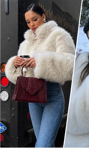 NWT Alo Yoga Opulent Faux Fur Cropped Jacket In Ivory Size Medium thumbnail 1