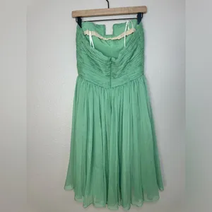 Halston Heritage Meadow Embellished Mint Green Strapless Chiffon Mini Dress $545 thumbnail 10