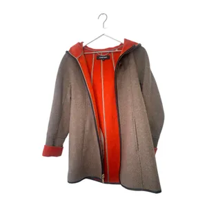 Ellen Tracy Wool Blend Hooded Car Coat Gray Orange Lining Size 4 thumbnail 9