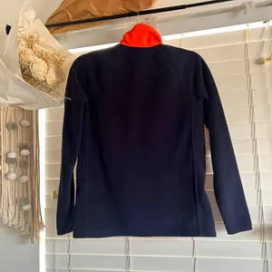Lauren Ralph Lauren Orange Navy Quilted Fleece Jacket XS vintage thumbnail 4