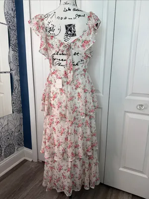 Altar'd State White Maxi Dress with Pink Floral Print thumbnail 5