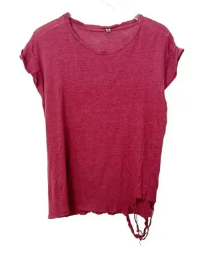 IRO Scoop‎ Neck Distressed Linen Tee in brick thumbnail 1