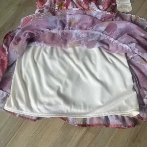 NEW Altar'd State Pink Floral Tiered Mini Dress Size Xtra Small Boho V Neck thumbnail 3